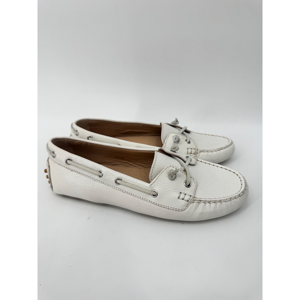 Veronica Beard Driver Loafers Women 7.5‎ White Pebble Leather Driving Moccasins